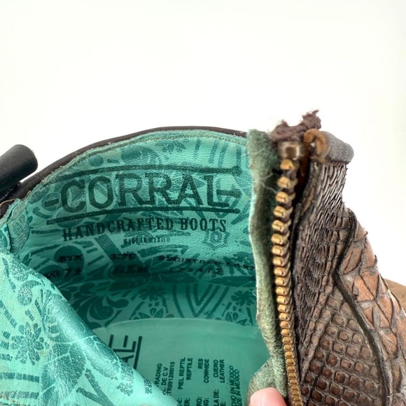 Corral Brown Python Full Exotic Ankle Boots Size 8.5 - Picture 14 of 16